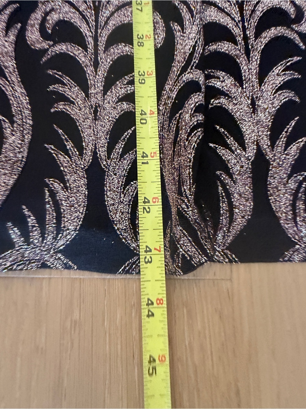 Betsy and Adam Long Sleeve Black and Rose Rose Gold Sparkle Evening Dress 4 - Picture 13 of 14